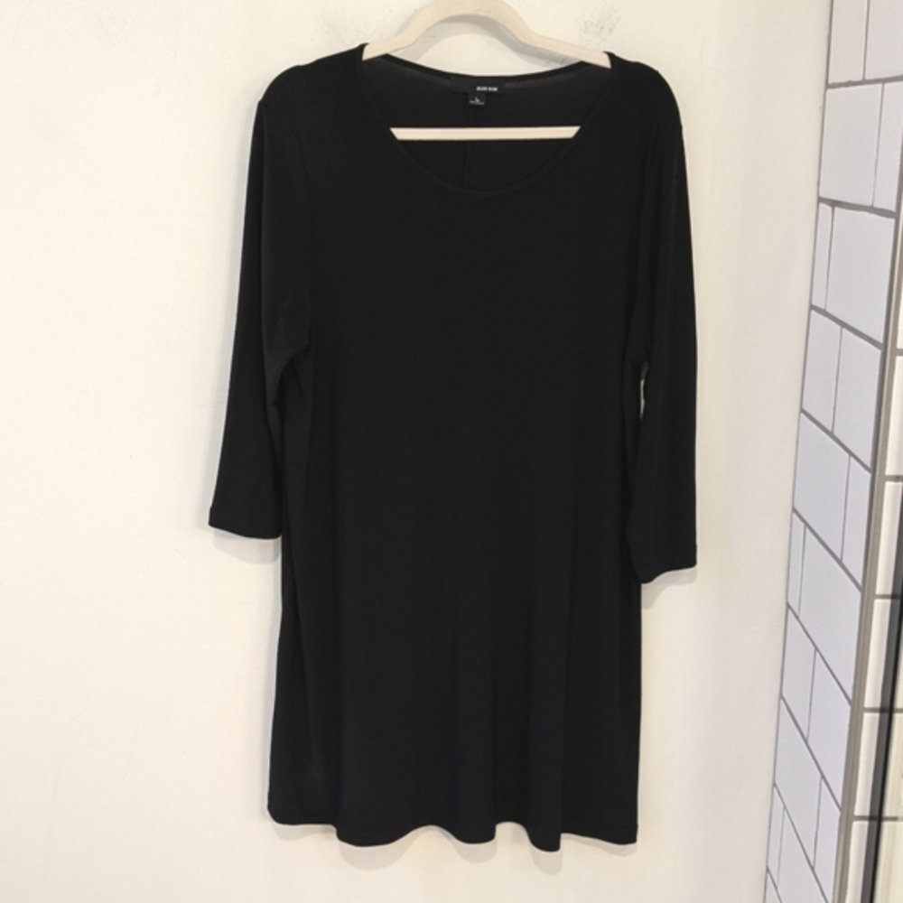 Sun Kim Women's Black Stretch Knit Shift Dress Womens Large Lagenlook Minimalist